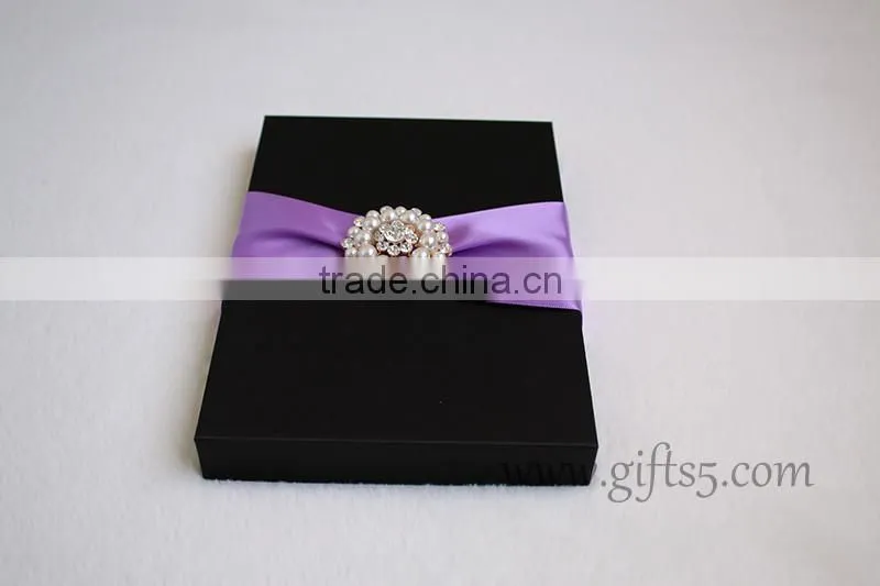 Customized Made-In-China Luxury Ribbon Wedding Invitation Box For Gift