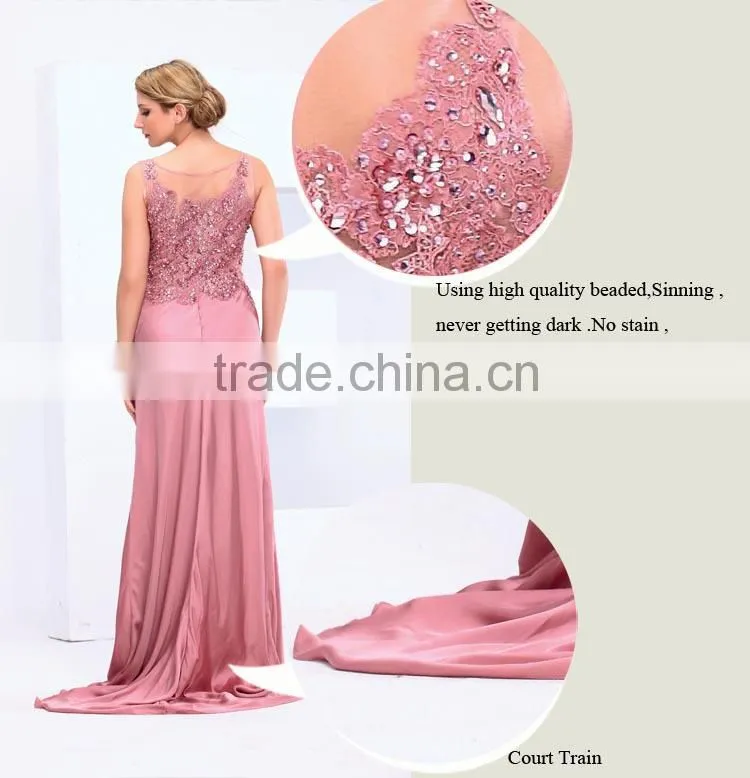 sleeveless beaded embroidered back see through spandex cotton pink formal evening dresses online