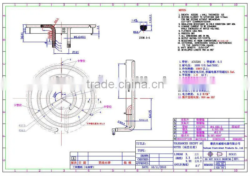 electric hot plate heating element