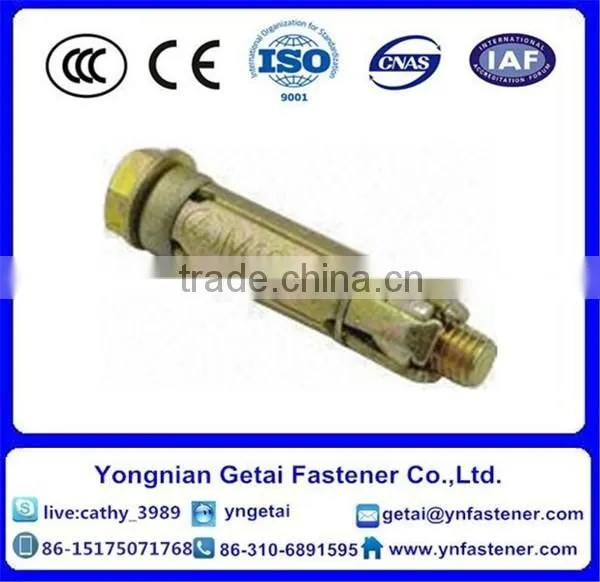 Concrete bolts fixing anchors, yellow zinc plated wedge anchors with good quality