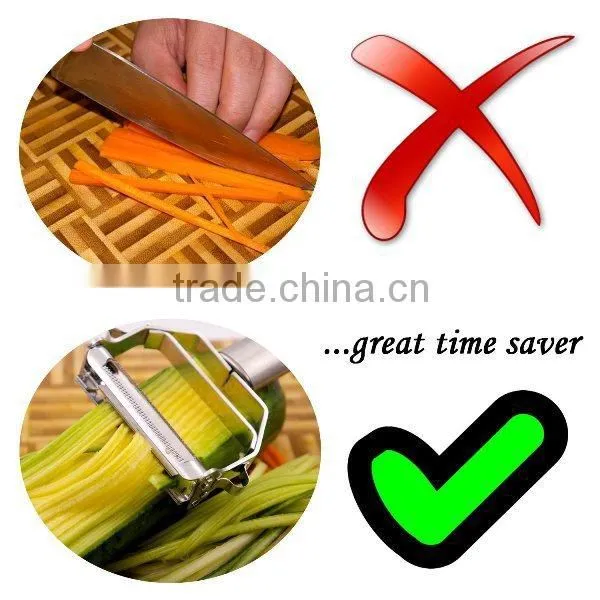 Stainless Steel julienne vegetable peeler with cleanning brush,julienne peeler