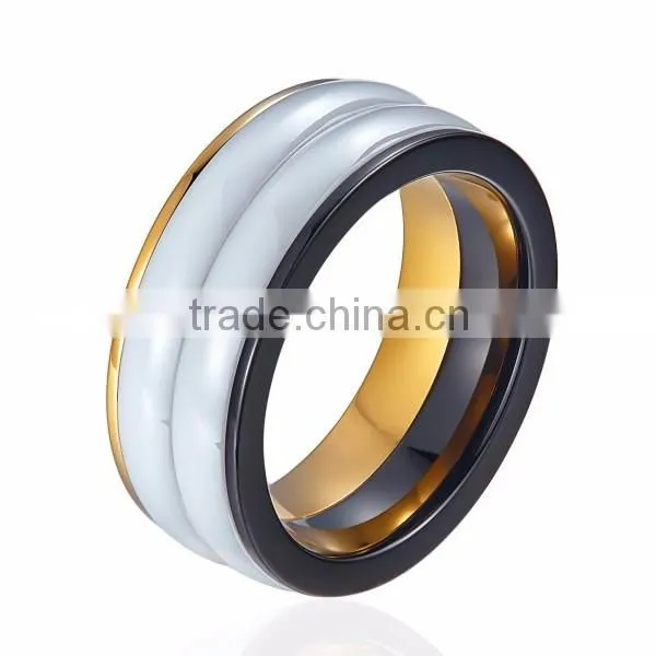 Anniversary, Christmas Gift, New Design Tungsten And Ceramic Combined Ring