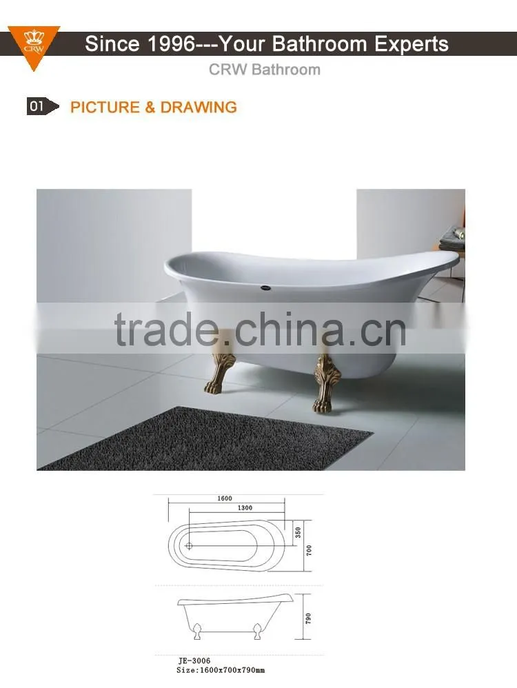 CRW OCY3006 portable cheap and outdoor acrylic Bathtub with Clawfoot jacuzzi