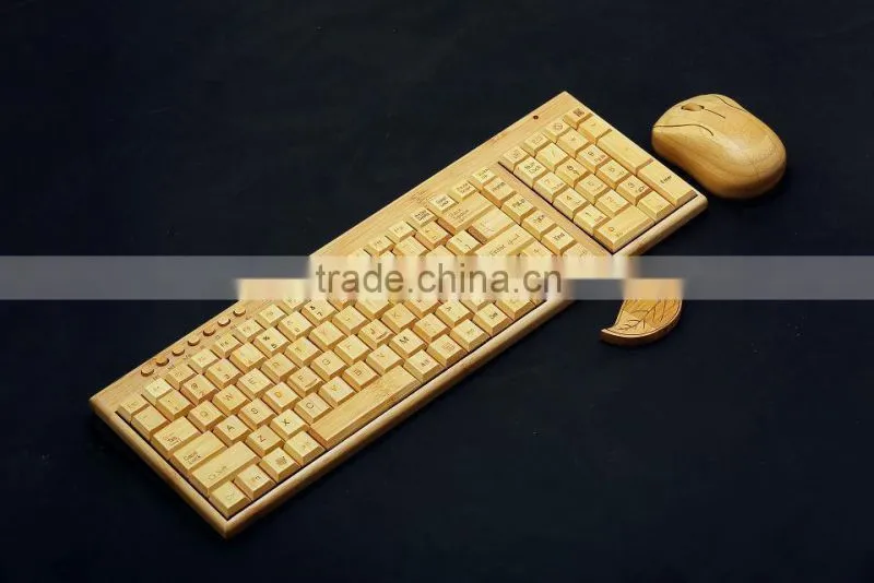 High end 2.4G wireless keyboard and mouse combo set supply cheap bamboo wireless keyboard and mouse