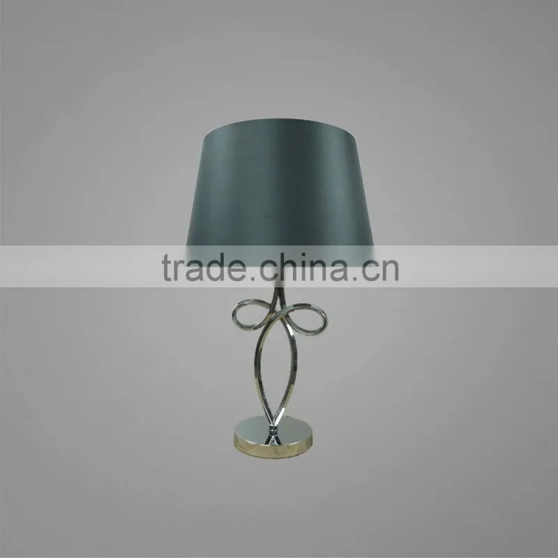 Metal Base And Body In Chrome Finish With Black Fabric Lampshade Study Table Lamp Bedside Table Lamp
