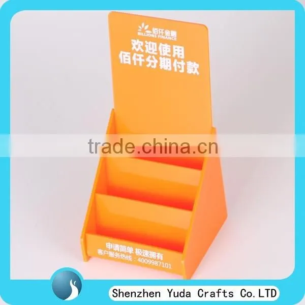3 tiers homemade wholesale plexiglass acrylic brochure display, flyer stand for leaflet displaying