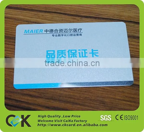 High quality International warranty card/product quality card