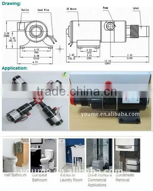Singflo FL-65A 12DC 10A submersible sewage pump / flow rate can be 50L per minute