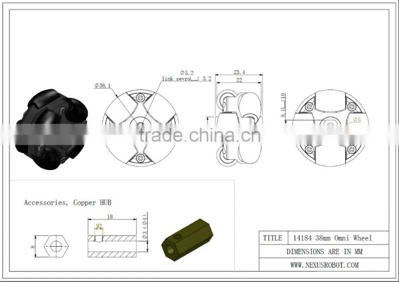 38mm(1.5 inch) Double Plastic assemble robot Wheel 14184