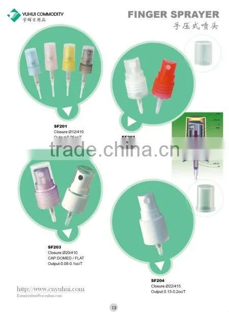 aluminium 20/410 finger sprayer pump plastic fine mist sprayer