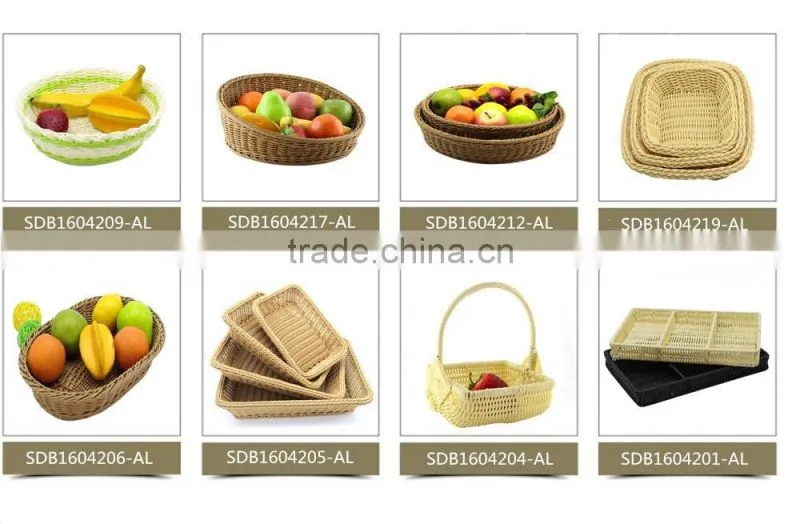 S&D custom size mordern design 100% hand woven fruit vegetable basket plastic fruit plate