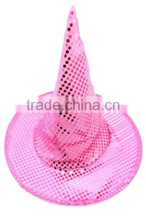 Party halloween pink glitter sequin witch hat