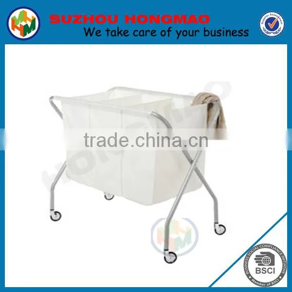 3 compartments basketball laundry hamper with wheels