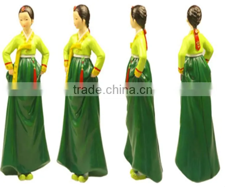 Custom south korean young girl resin traditional korean gifts