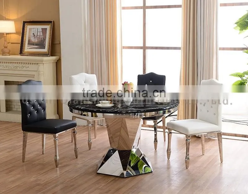 European style 6 seaters stainless steel round dining table