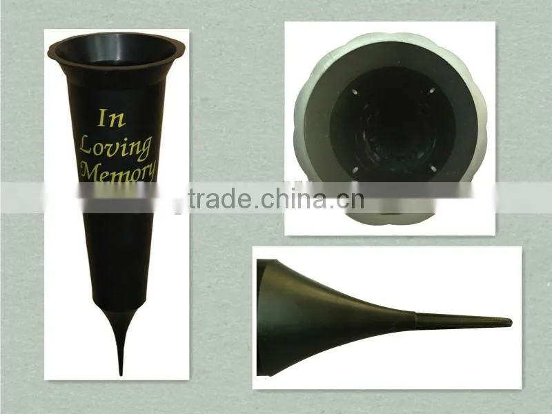 plastic gold or black spiked vase memorial/funeral