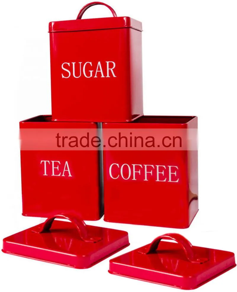 Square Kitchen Metal Sealed Coffee Tea Sugar Tin Canister