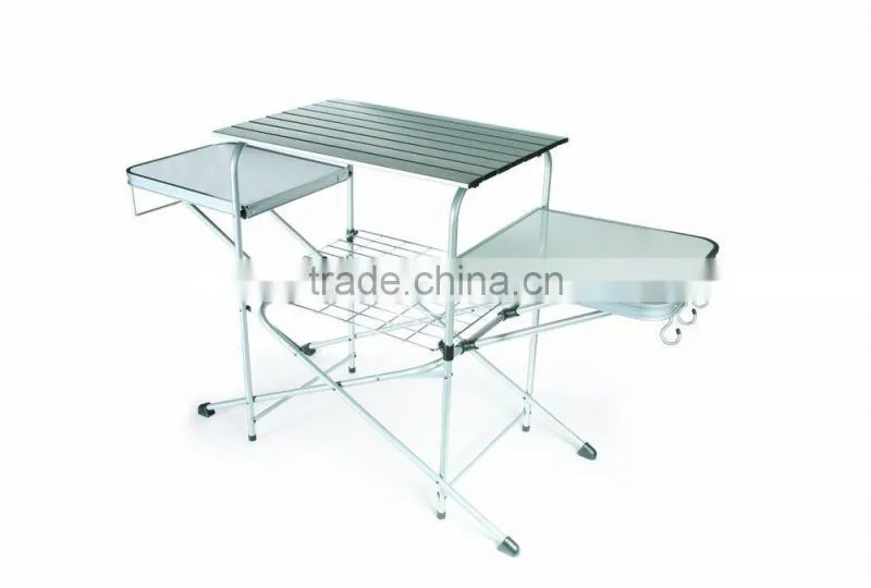 Stainless Steel Portable Foldable Folding dining Desk Grill Table Camping Outdoor Picnic Aluminium Alloy With Carry Case