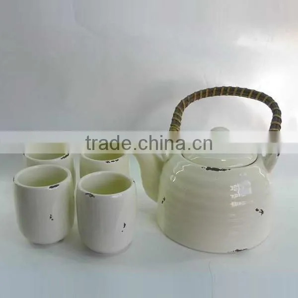 HK Fair new design 5pcs white ceramic tea set