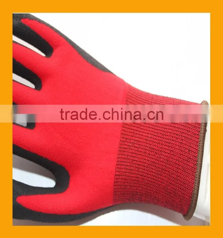 Black Sandy Finish Nylon Nitrile Working Gloves