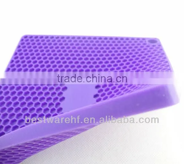 honeycomb shape soft FDA silicone cup mat hot pot pan mat