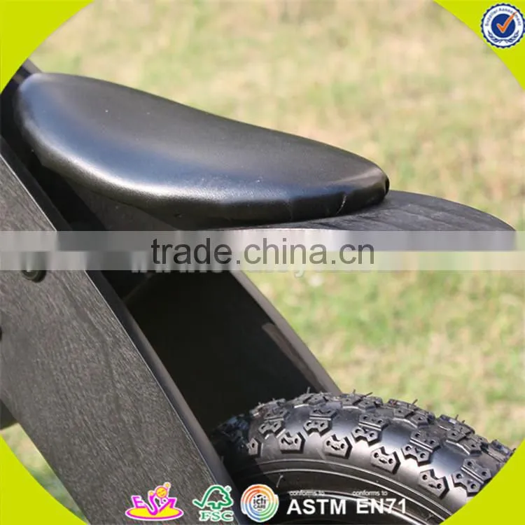 Wholesale top sale wooden black balance bike for kids new fashion black balance bike great wooden black balance bike W16C051