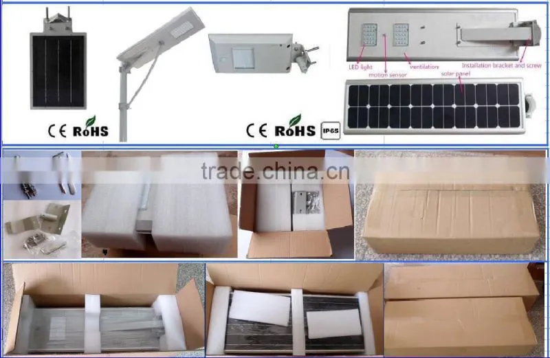 All in one automatic sensor solar lights led street light high lumens 50W solar power street light with IP65 and CE & RoHS