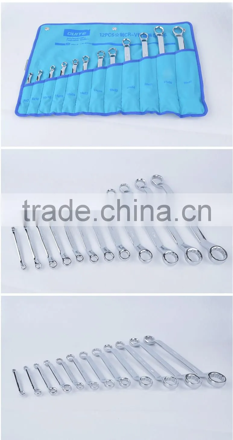 12pcs mirror surface double offset ring wrench set,12pcs anti-rust spaner wrench ring set ,12 pcs double ring wrench set