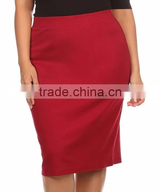 Wholesale Custom Made in China Women Fashion Plus Size Red Tight High Waist Pencil Skirt