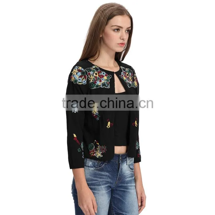 Latest fashion Womens 2017 jackets custom embroidery designs