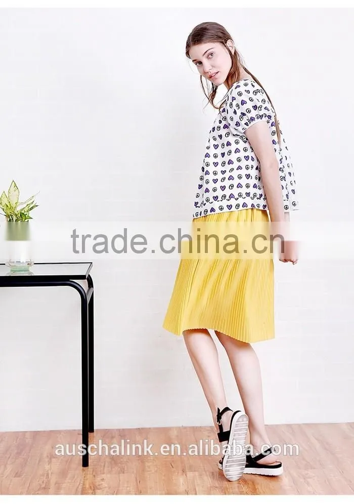 new style lady puff sleeve full screen printing t shirt wholesale