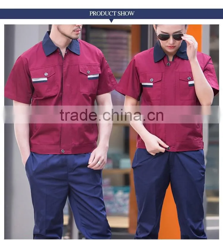 OEM 100% Workwear Uniforms Green Work Clothes Short Sleeves Customized maker
