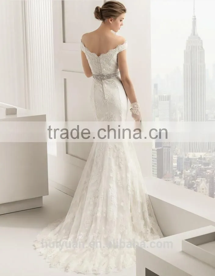white sexy boat neck a line lace wedding receptin dress