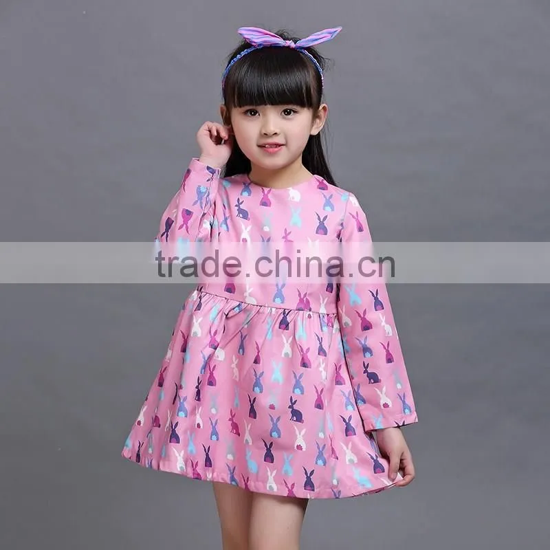 Little Girls Easter Bunny Pink Dress Baby Kids Long Sleeve Cute Rabbit Spring Dress