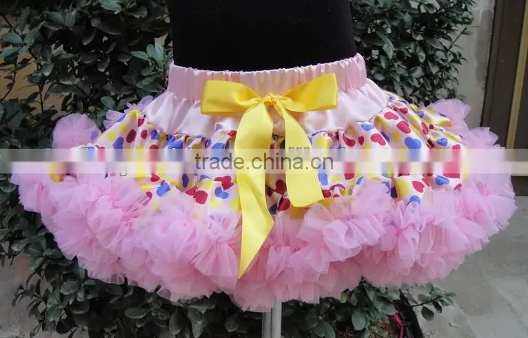 Hot multicolor girl fluffy pettiskirt with bow baby pettiskirt
