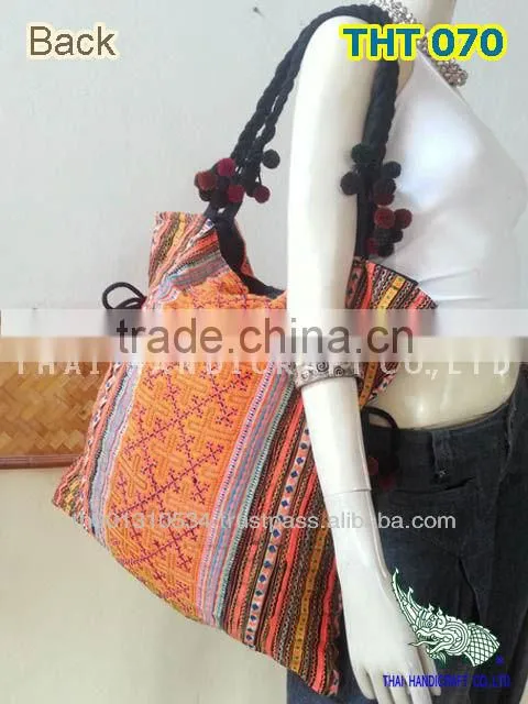Embroidered HMONG Hill Tribe Tote Handmade Big Bag
