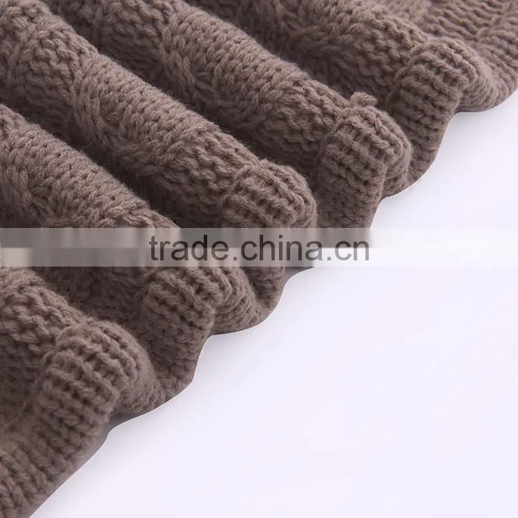 hot selling soft acrylic knitting crochet blanket backside sherpa