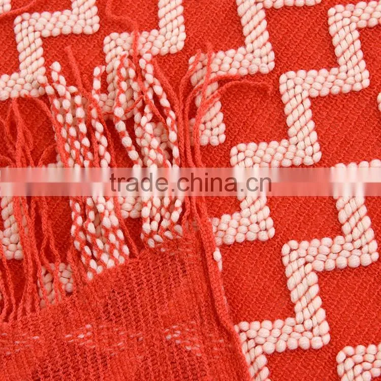 Low price most popular acrylic throw knit blanket