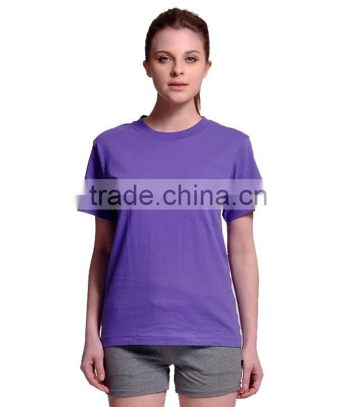 Women's apperal slim fit plain 100% cotton t shirt wholesale