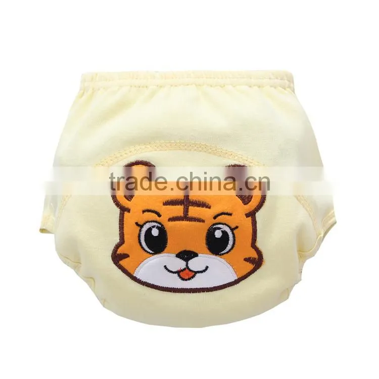 lovely animal design 3 layers printed embroidered waterproof pure cotton baby diaper