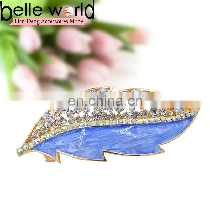Elegant Leaf Shape Zinc Alloy Rhinestone Hair Barrette Clips