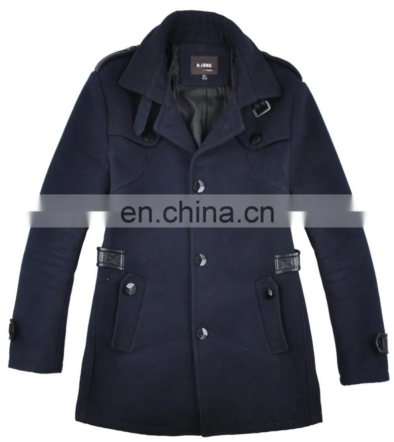 2015 lastest fashion top grade woolen trench mens military jacket