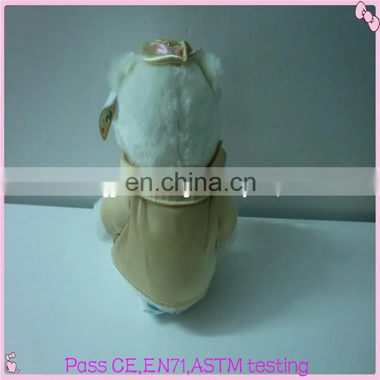 Lovely design cute stuffed plush teddy bears with canvas uniform