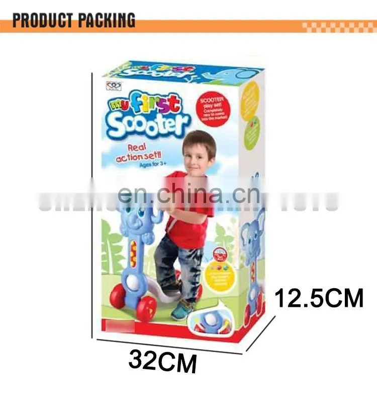 Plastic blue elephant baby walker kids kick scooter
