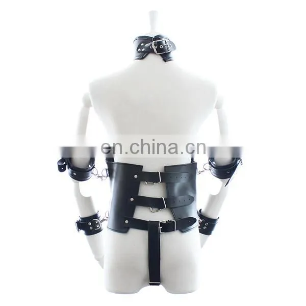 Body harness leather restraints black leather sex harness
