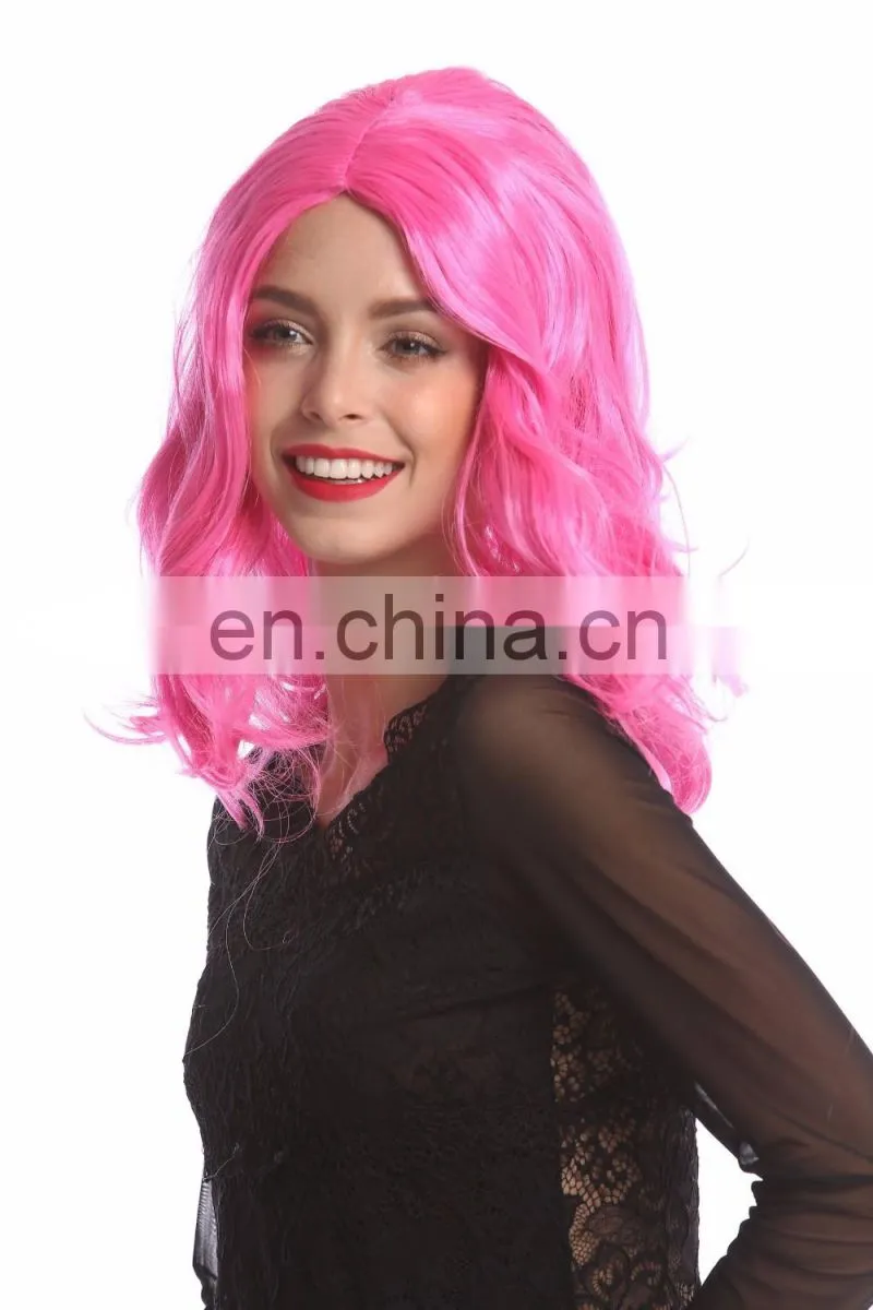 Synthetic pink party wigs P-W226