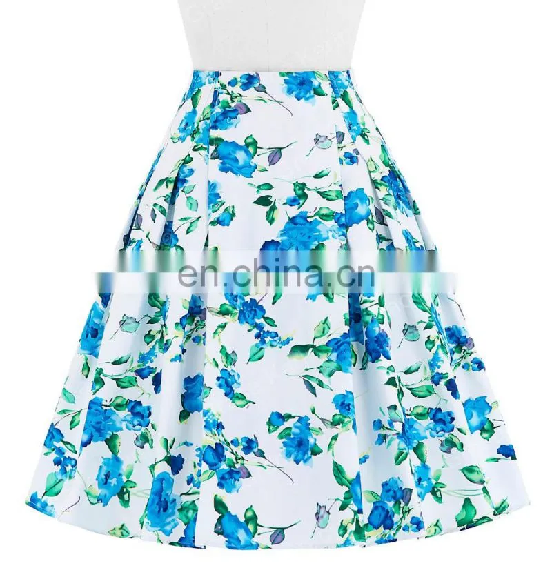 Grace Karin 10 Patterns Occident Women Vintage Retro Floral Pattern Cotton Skirt CL008925-1