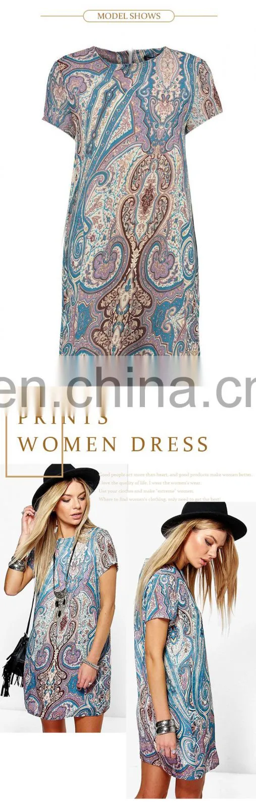 beach wear summer cap sleeve Paisley Print women mini dress