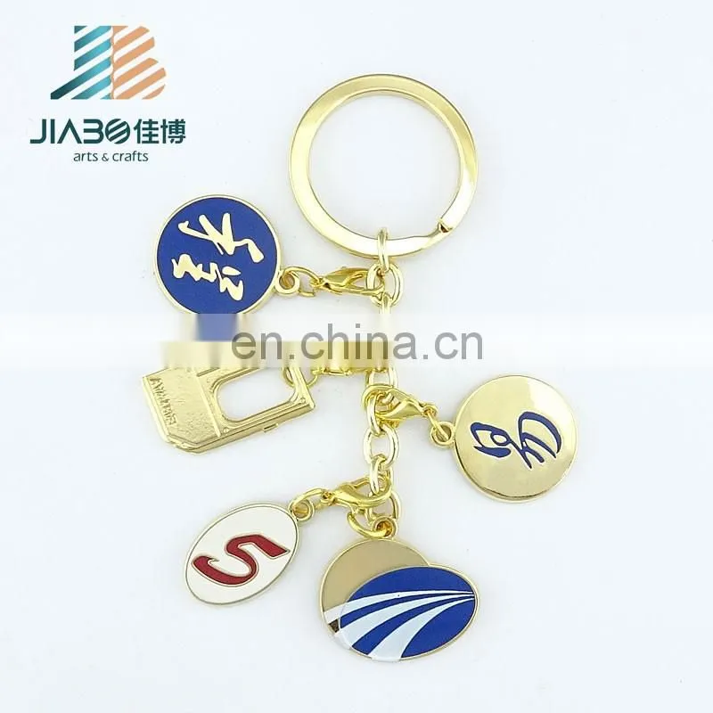 promotional custom made gold plating enamel metal keychain