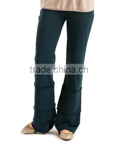 Double ruffle women cotton pants leggings knit ruffle pants